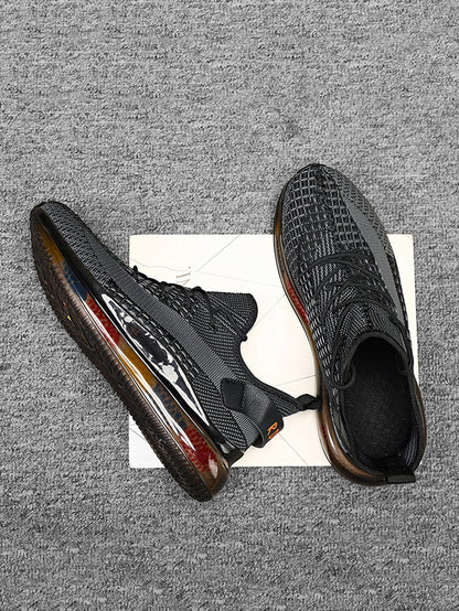 Chaussures de course à lacets pour hommes avec motif lettres, chaussures de sport d'extérieur athlétiques à bout rond