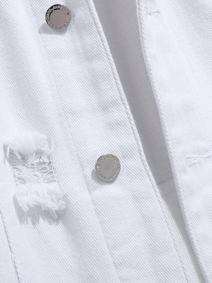 Manfinity EMRG Homme Veste en Jean en Coton Déchiré à Rabat