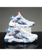 Men Random Anti-slip Graphic Lace Up Front Letter Patch Decor Sneakers, Sporty Outdoor Fabric Basketball Shoes
