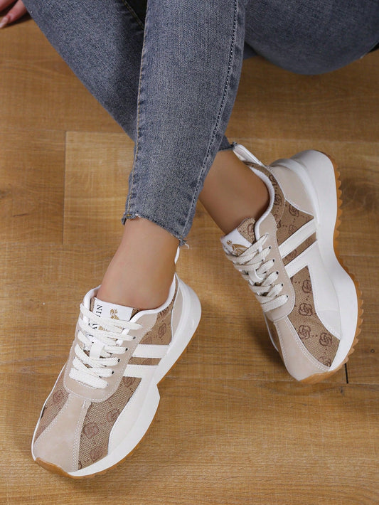 Chaussures de sport à lacets pour femme avec motif floral, décorées de lettres, chaussures de course sportives pour l'extérieur.