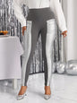 Legging Femme en Simili Cuir Taille Large avec Fermeture Éclair