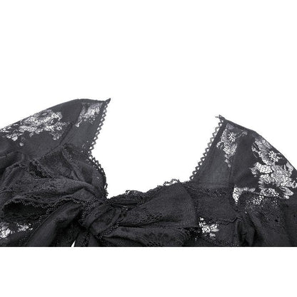 Dark in Love Emersyn Elegant Gothic Lace-Trimmed Long Robe