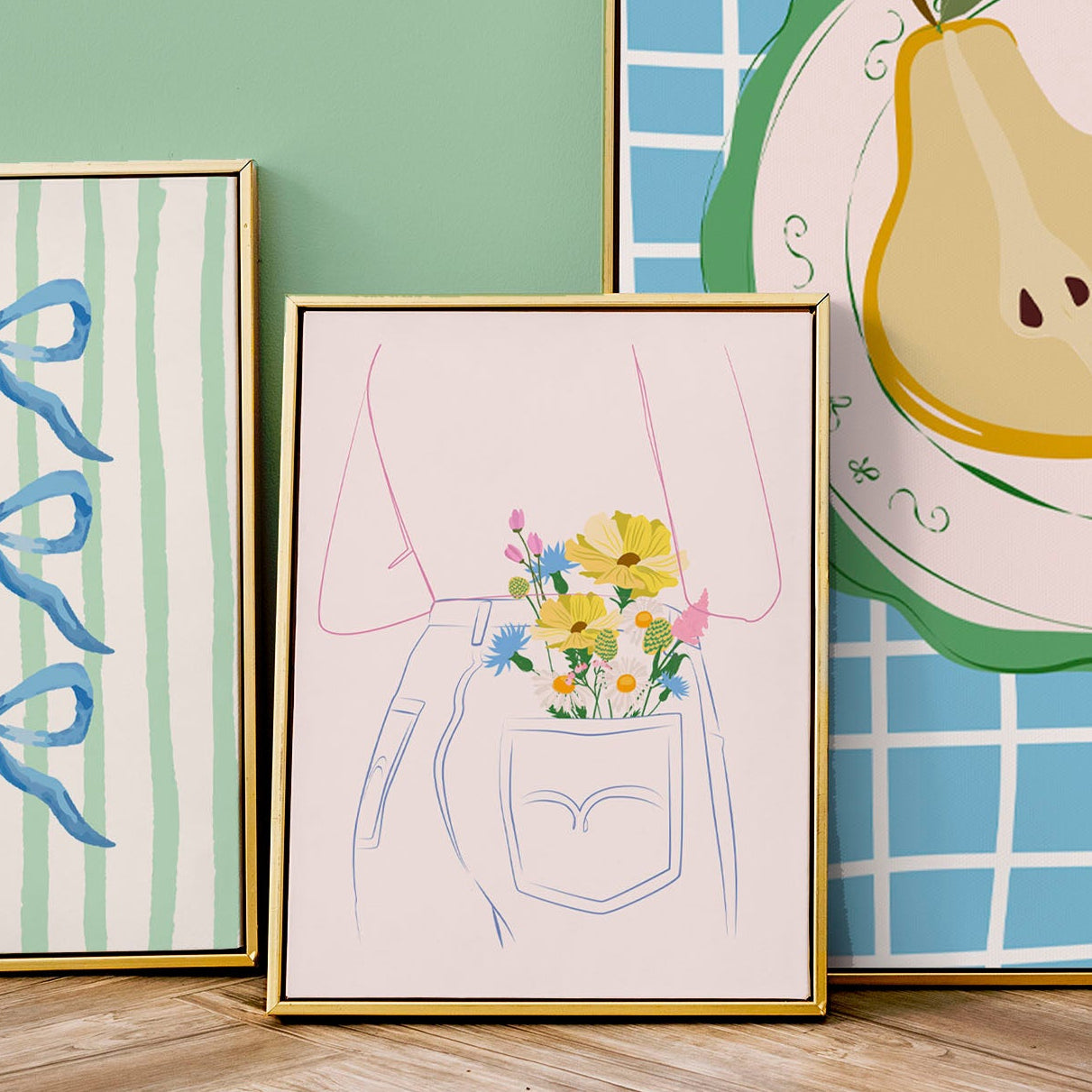 COLLECTING WILDFLOWERS (RIGHT) PRINT