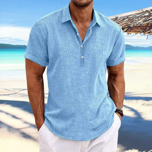 Chemise business décontractée pour homme à col à revers – Coupe slim et manches courtes