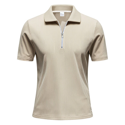 Men's Corduroy Half-Zip Polo Shirt - Short Sleeve