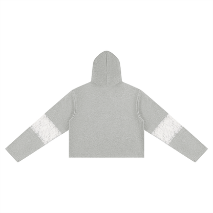 Women’s Cropped Lace-Panel Hoodie