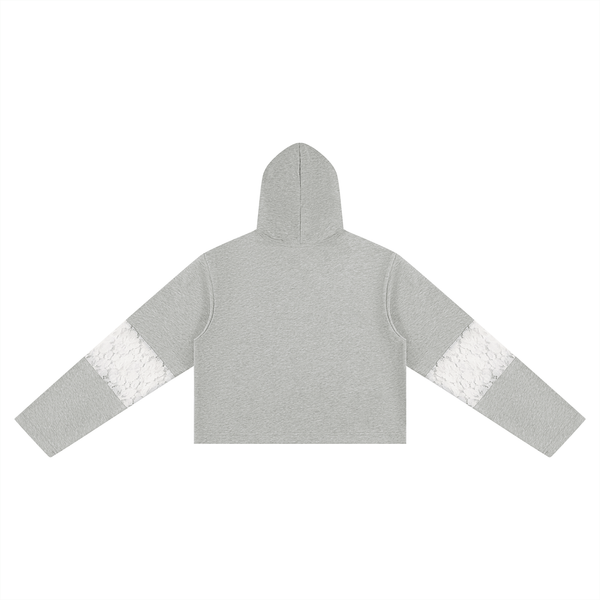 Women’s Cropped Lace-Panel Hoodie