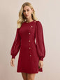 Women's Round Neck Clinch Slim LS Dress