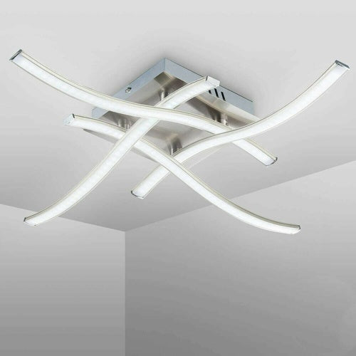 Plafonnier 4 lumières ondulées, lampe de salon/cuisine/chambre moderne à LED à intensité variable