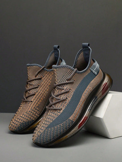 Chaussures de course à lacets pour hommes avec motif lettres, chaussures de sport d'extérieur athlétiques à bout rond