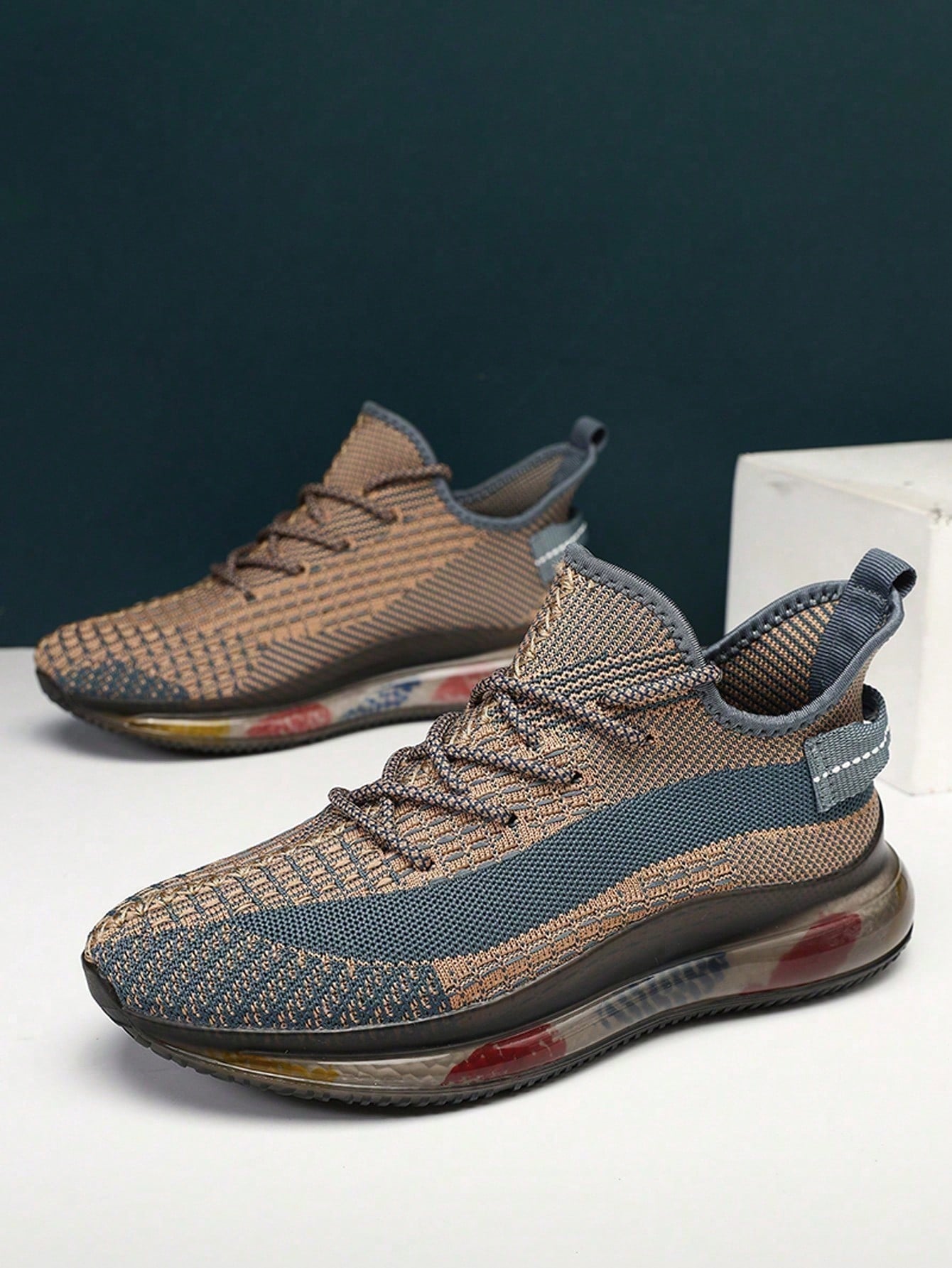 Chaussures de course à lacets pour hommes avec motif lettres, chaussures de sport d'extérieur athlétiques à bout rond