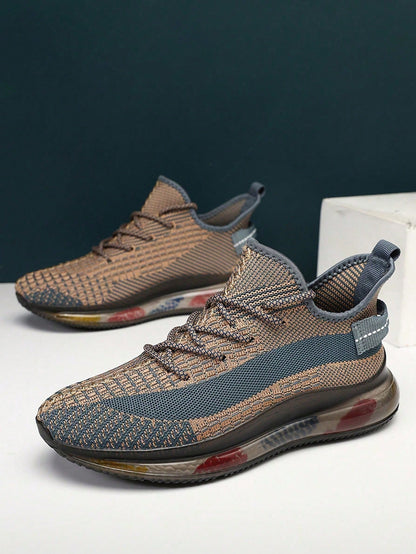Chaussures de course à lacets pour hommes avec motif lettres, chaussures de sport d'extérieur athlétiques à bout rond