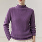 Half high neck solid color sweater