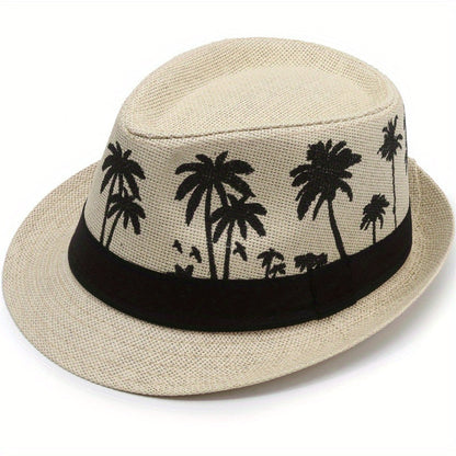 Men's Tropical Palm Tree Pattern Fedora Hat