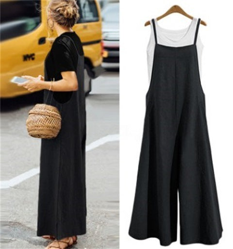 Simple suspender jumpsuit