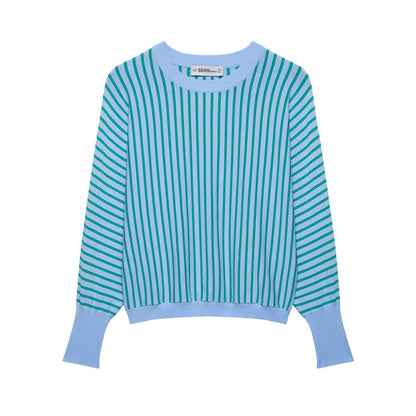 Minimally striped knitted versatile hoodie