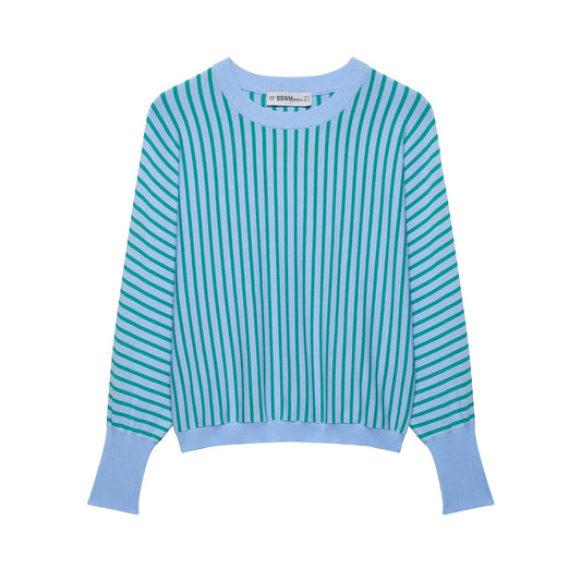 Minimally striped knitted versatile hoodie