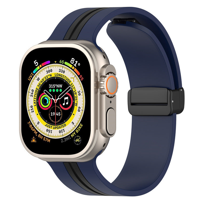 Magnetic Buckle Striped Two-tone