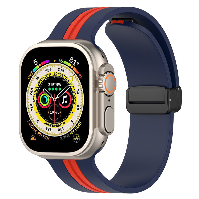 Magnetic Buckle Striped Two-tone