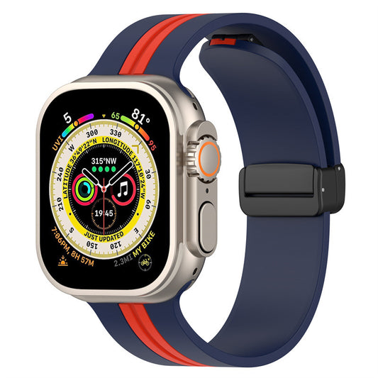 Magnetic Buckle Striped Two-tone