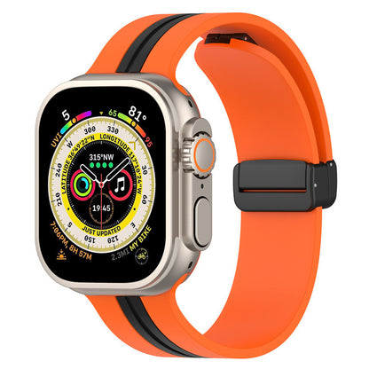 Magnetic Buckle Striped Two-tone
