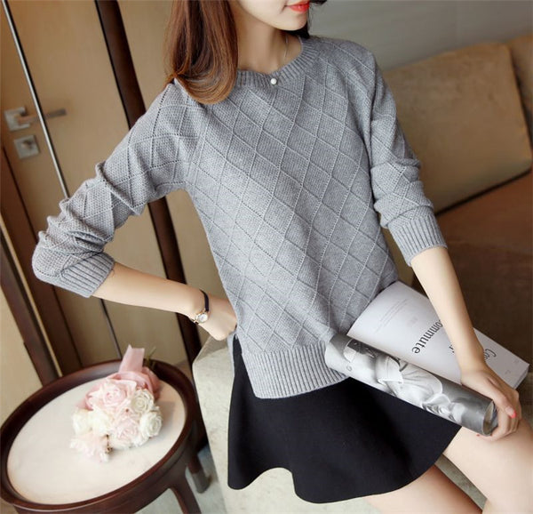 Fashion Loose Sweater Women's Round Neck Pullover Solid Color Long Sleeve Women - Stuffs & Savers