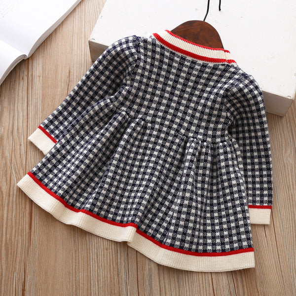 Girls Plaid Knitted Sweater Shirt Dress - Stuffs & Savers