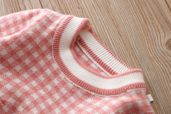 Girls Plaid Knitted Sweater Shirt Dress - Stuffs & Savers
