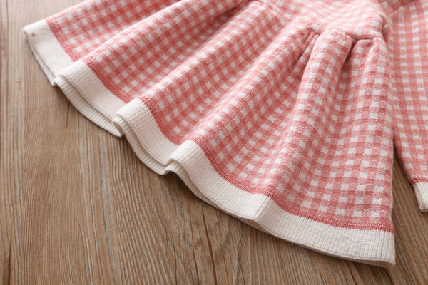 Girls Plaid Knitted Sweater Shirt Dress - Stuffs & Savers