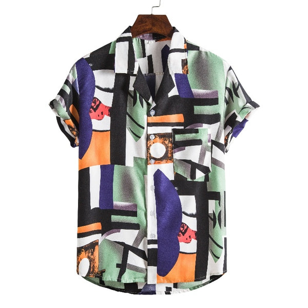 Men's Printed Short-Sleeve Beach Shirt