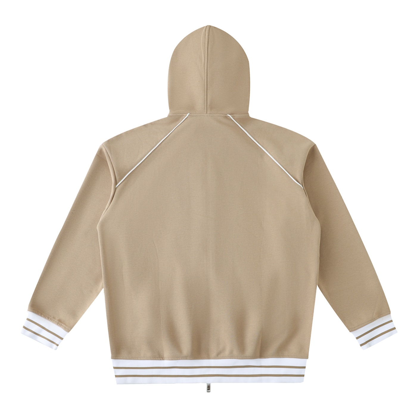 Striped Trim Zip-Up Hoodie 380GSM