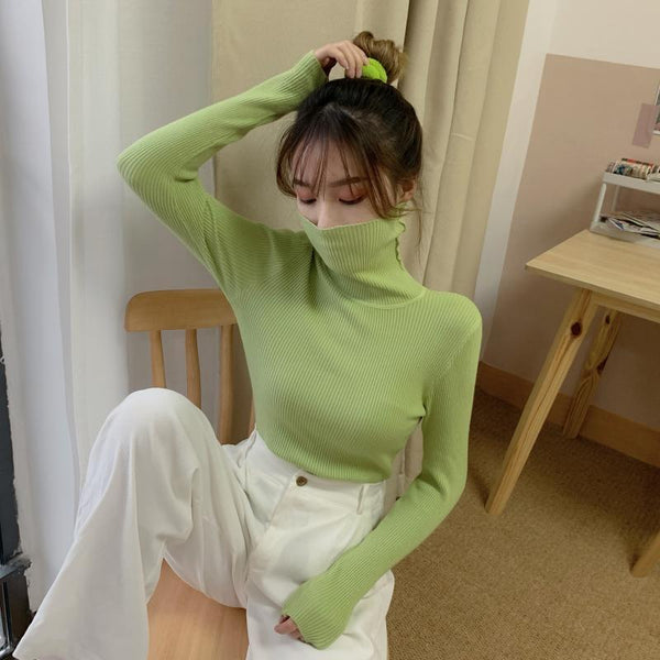Tight pullover turtleneck sweater for women - Stuffs & Savers