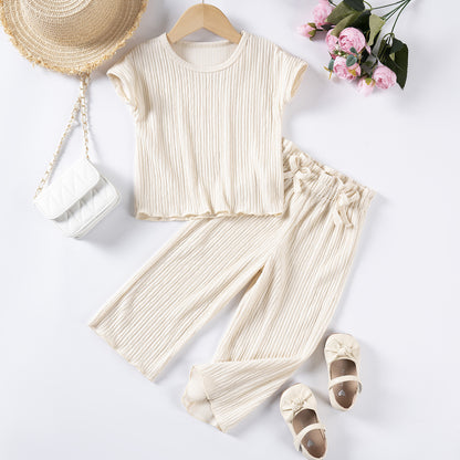 Girls Short Sleeve Trousers Suit