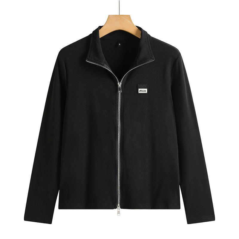 Slim fit stand up collar top