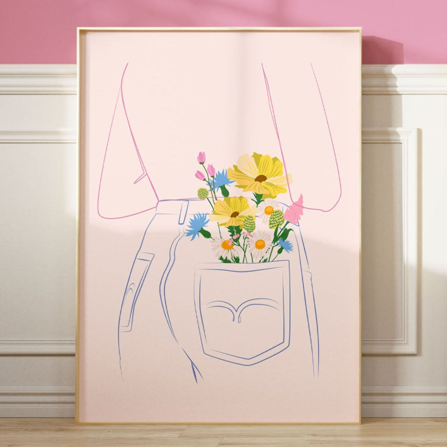 COLLECTING WILDFLOWERS (RIGHT) PRINT