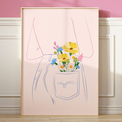 COLLECTING WILDFLOWERS (RIGHT) PRINT