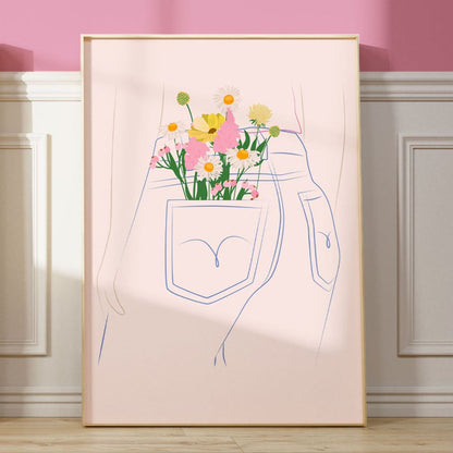 COLLECTING WILDFLOWERS (LEFT) PRINT