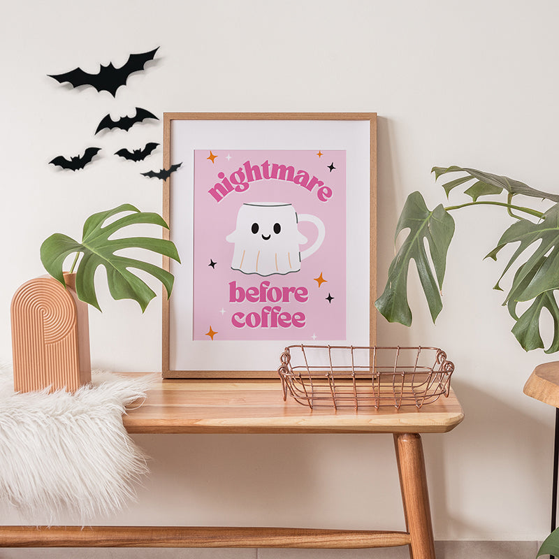 NIGHTMARE BEFORE COFFEE PINK PRINT