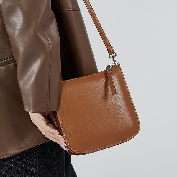 Women's Bucket Underarm Bag - Genuine Leather Hobo