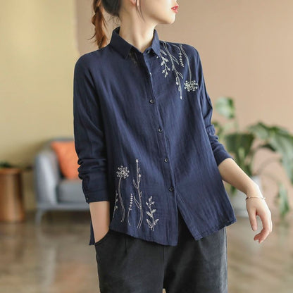 Womens Art Pure Cotton Long Sleeve Shirt