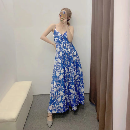 Slim printed suspender dress