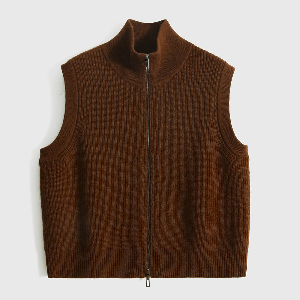 Women's Loose-Knit Wool Cardigan Vest