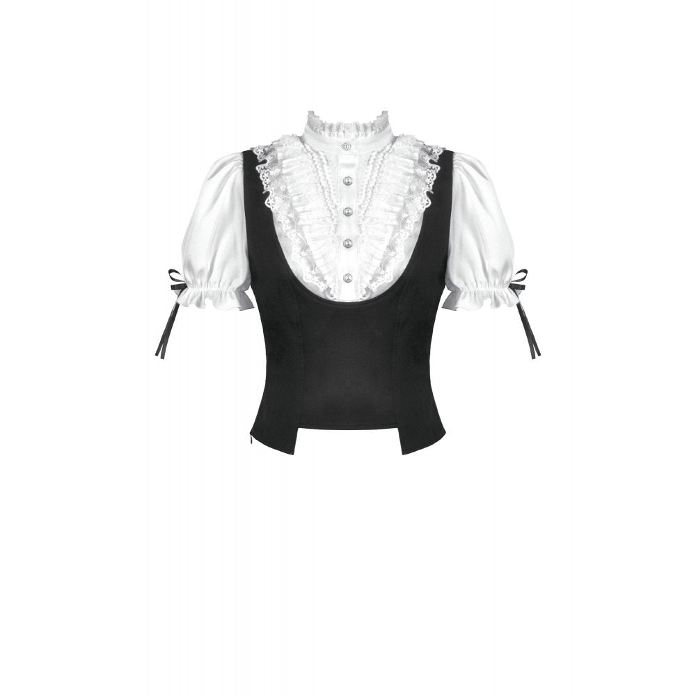 Chemisier noir et blanc en dentelle style cour Dark in Love