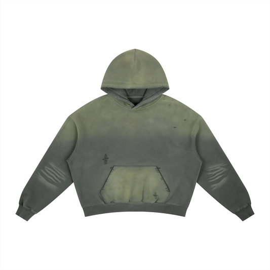 Waran Frayed Sunfade Boxy Fleece Hoodie 400GSM