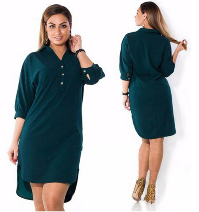 Robe chemise grande taille asymétrique