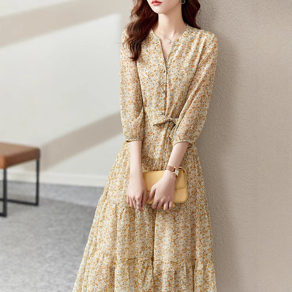 Half Sleeve High Waist Dress