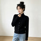 Single breasted high neck long sleeved sweater