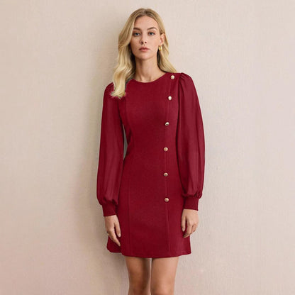 Women's Round Neck Clinch Slim LS Dress