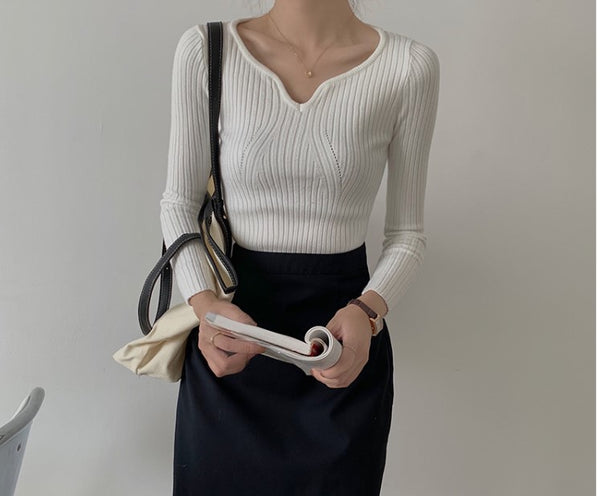 Collar Sweater Women Wear All-match Loose Pullover Knitted Sweater - Stuffs & Savers
