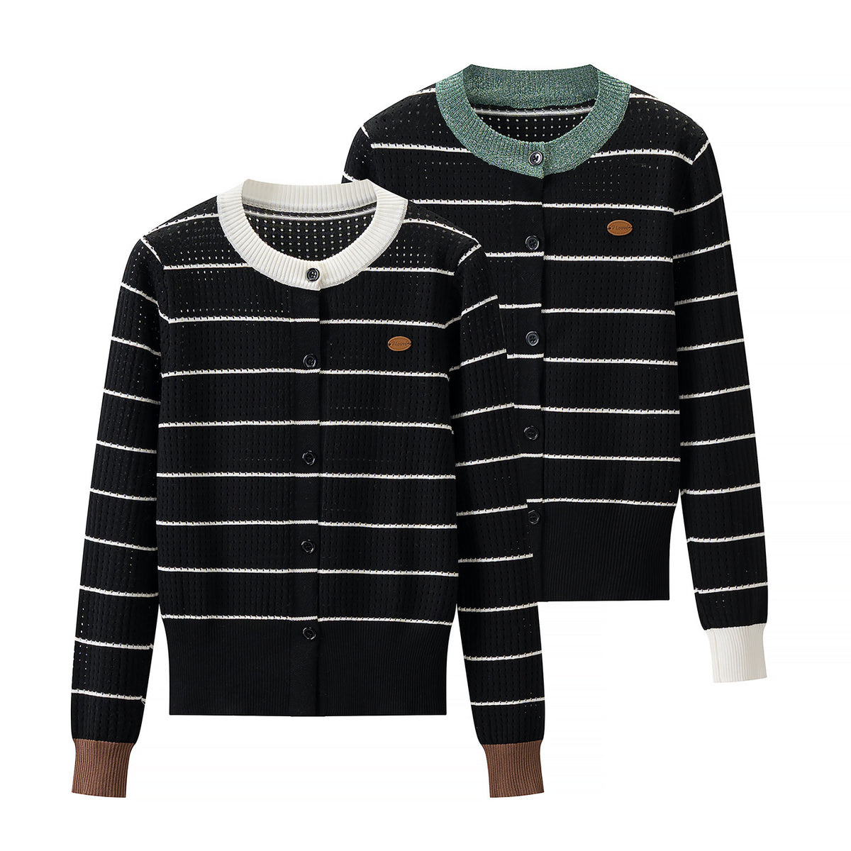 Women's Contrast Stripe Cardigan Sweater